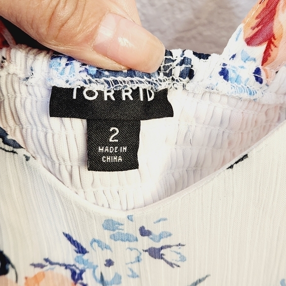 Torrid Floral Print Crinkled Chiffon Tank Dress Sz 2X - Picture 14 of 16
